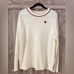 a new day Cream Sweater with Red Heart Accent